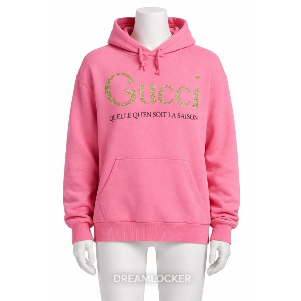Gucci Pink Glitter Logo Hoodie Quelle Qu'en Soit La Saison Sweatshirt Small